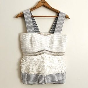 Jonathan Simkhai White and Gray Textured Crop Top
